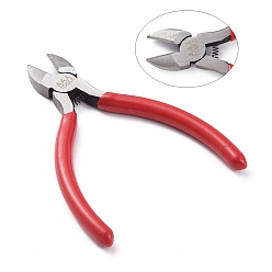 Red Jewelry Pliers, #50 Steel(High Carbon Steel) Side Cutting Pliers, Side Cutter, Gunmetal, Red, 115x55mm
