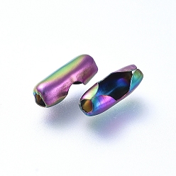 Rainbow Color Revestimiento iónico (ip) 304 conectores de cadena de bolas de acero inoxidable, color del arco iris, 7x2.8 mm, apto para 2 mm / 2.4 mm cadena de bolas