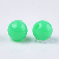 Medium Aquamarine Opaque Plastic Beads, Round, Medium Aquamarine, 6x5.5mm, Hole: 1.8mm, about 4790pcs/500g