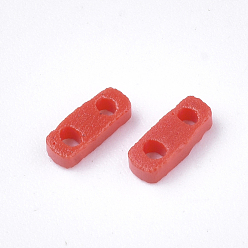Red 2-Hole Opaque Glass Seed Beads, Rectangle, Red, 4.5~5x2x1~1.5mm, Hole: 0.5~0.8mm