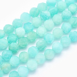 Amazonite Chapelets de perles amazonite naturelles  , ronde, facette, 4mm, Trou: 0.5mm, Environ 93 pcs/chapelet, 15.5 pouce (39.5 cm)