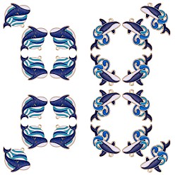 Golden 20Pcs Whale Enamel Charm Pendant Blue Whales Fish Charm Sea Animal Pendant for Jewelry Necklace Bracelet Earring Making Crafts, Golden, 35x22mm, Hole: 2mm