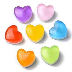 Mixed Color Translucent Resin Cabochons, Heart, Mixed Color, 14.7x16.6x10mm