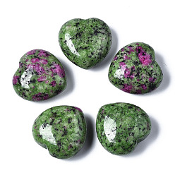 Rubis Zoïsite Rubis naturel dans des pierres de guérison de quartz zoïsite, coeur amour pierres, pierres de palme de poche pour équilibrer le reiki, 29~30x30~31x12~15mm