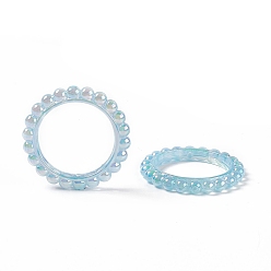 Bleu Ciel Cadres de perles acryliques opaques de placage uv, Bague fleur, bleu ciel, 42.5x43x5.5mm, Trou: 2.5mm, diamètre intérieur: 31 mm