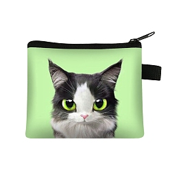 Бледно-Зеленый Кошельки на молнии из полиэстера с милым котом, прямоугольные кошельки для монет, кошелек для женщин и девочек, бледно-зеленый, 11x13.5 см