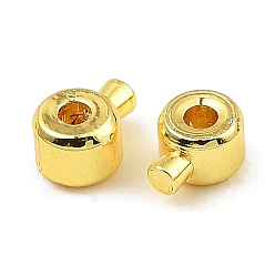 Real 18K Gold Plated Brass Crimp Beads, Long-Lasting Plated, Column, Real 18K Gold Plated, 4.5x3.5x2.5mm, Hole: 0.9mm