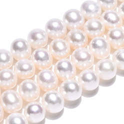Creamy White Natural Cultured Freshwater Pearl Beads Strands, Round, Creamy White, 5.5~7mm, Hole: 0.5mm, about 60~69pcs/strand, 14.65 inch~15.63 inch(37.2~39.7cm)