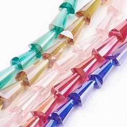 Mixed Color Electroplate Glass Beads Strands, AB Color Plated, Faceted, Cone, Mixed Color, 12x6x6mm, Hole: 2mm