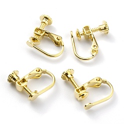 Настоящее золото 24K Латунные серьги с клипсами, спиральный зажим для ушей, конвертер для серег без прокола, реальный 24 k позолоченный, 14.5x12.5x5 мм