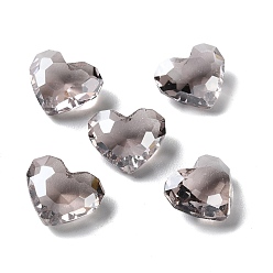 Gris Ardoise Cabochons en verre transparent strass, facette, cœur, pointé en arrière, gris ardoise, 9.5x12x5.5mm