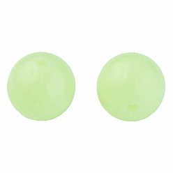 Vert Clair Perles acryliques lumineuses, brillent dans le noir, ronde, vert clair, 20mm, Trou: 3.5mm