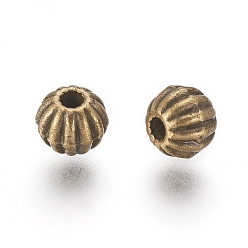 Antique Bronze Tibetan Style Alloy Beads, Lead Free & Cadmium Free, Round, Antique Bronze Color, about 7mm in diameter, hole: 1mm