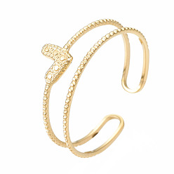 Золотой 304 открытое манжетное кольцо из нержавеющей стали, массивное полое кольцо для женщин, золотые, размер США 8 (18.1 мм)