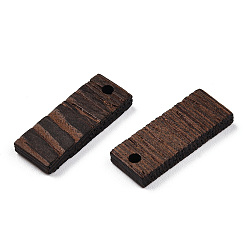 Brun De Noix De Coco Pendentifs en bois de wengé naturel, non teint, charme rectangle, brun coco, 23x9x3.5mm, Trou: 2mm
