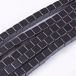 Noir Non-magnétiques perles d'hématite synthétique brins, noir, 4x4mm, trou: 1mm, environ 93 pcs/chapelet