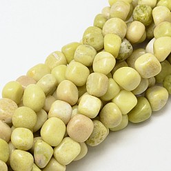 Lemon Jade Natural Lemon Jade Nuggets Beads Strands, 9~13x9~13x9~13mm, Hole: 1mm, about 35~40pcs/strand, 15.7 inch