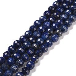 Lapis Lazuli Dyed Natural Lapis Lazuli Beads Strands, Faceted(128 Facets), Round, 6mm, Hole: 1mm, about 62pcs/strand, 14.84''(37.7cm)