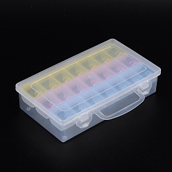 Mixed Color Plastic Bead Containers, 21 Compartments, about 22.2cm long, 12.7cm wide, 5.2cm high