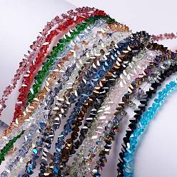 Couleur Mélangete Chapelets de perles en verre transparentes  , de couleur plaquée ab , facette, triangle, couleur mixte, 2.5x2x2mm, Trou: 0.9mm, Environ 144 pcs/chapelet, 9.84~10'' (25~25.4 cm)