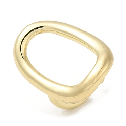 Chapado en Oro Real 18K Anillos de latón para puños abiertos, anillo ovalado hueco para mujer, real 18 k chapado en oro, 3~31 mm, diámetro interior: 16.8 mm
