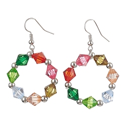 Platine Boucles d'oreilles pendantes en perles acryliques colorées, boucles d'oreilles longues en fer, platine, 52~54x30mm