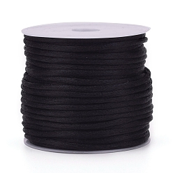 Black Nylon Cord, Satin Rattail Cord, for Beading Jewelry Making, Chinese Knotting, Black, 2mm, about 10.93 yards(10m)/roll