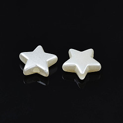 Color de la concha Cuentas de perlas de imitación de plástico abs, estrella, color de concha, 11x12x4 mm, agujero: 1.6 mm, Sobre 2165 unidades / 500 g