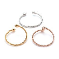 Mixed Color 304 Stainless Steel Cuff Bangle Sets, Torque Bangle, Mixed Color, 2-1/8 inch(5.4cm), 3pcs/set