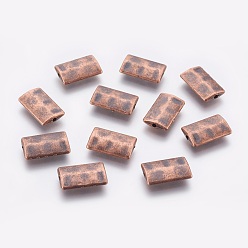 Red Copper Tibetan Style Alloy Beads, Rectangle, Cadmium Free & Lead Free, Red Copper, 17x10.5x3.5mm Hole:2mm