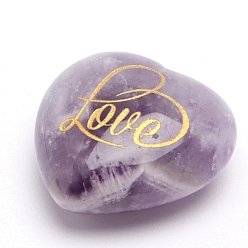 Amatista Amatista natural corazón tallado piedra del amor, piedra de palma de bolsillo para el equilibrio de reiki, decoraciones de exhibición casera, 30x30 mm