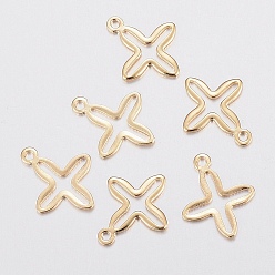 Real 18K Gold Plated 201 Stainless Steel Tiny Cross Charms, Real 18k Gold Plated, 13.5x11x0.7mm, Hole: 1mm