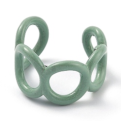 Dark Sea Green Alloy Enamel Cuff Rings, Open Rings, Round Ring, Dark Sea Green, US Size 6(16.5mm)
