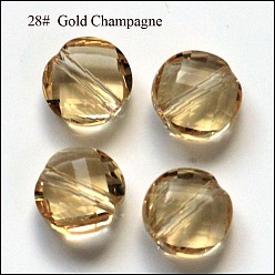 Or Imitations de perles de cristal autrichien, grade de aaa, facette, plat rond, or, 10x5mm, Trou: 0.9~1mm