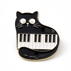 Musical Instruments Эмалированная булавка с мультяшным котом, брошь на музыкальную тематику из легкого золотого сплава для рюкзака, одежды, Узор кошки, 30x26x2 мм, штифты : 1.3 мм
