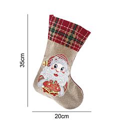 Santa Claus DIY Hanging Linen Christmas Sock Diamond Painting Kit, for Home Party Decorations, Santa Claus Pattern, 180x180x20mm