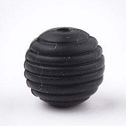 Black Food Grade Eco-Friendly Silicone Beads, Chewing Beads For Teethers, DIY Nursing Necklaces Making, Round, Black, 15x14mm, Hole: 2mm