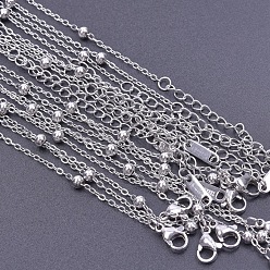 Couleur Acier Inoxydable 304 collier chaîne satellite en acier inoxydable, pour la fabrication de colliers de perles, couleur inox, 15.75 pouce (40 cm)