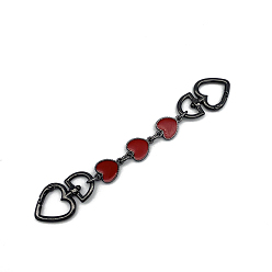 Dark Red Alloy Enamel Heart Bag Strap Extenders, with Swivel Clasps, for Bag Replacement Accessories, Gunmetal, Dark Red, 17cm