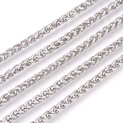 Stainless Steel Color 304 Stainless Steel Wheat Chains, Foxtail Chain, Unwelded, Stainless Steel Color, 4mm