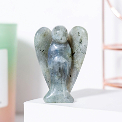 Pierre De Lune Décorations d'affichage de figurine d'ange en pierre de lune grise naturelle, ornements en pierre d'énergie reiki, 50x35mm
