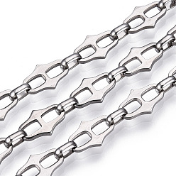 Stainless Steel Color 661 Stainless Steel Oval Link Chain, Unwelded, with Spool, Stainless Steel Color, 13.5x8.5x1.5mm, 6.5x4.5x2mm, about 32.81 Feet(10m)/Roll