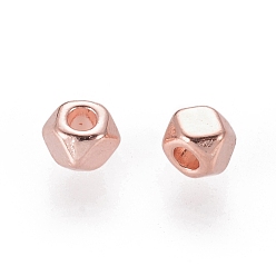 Rose Gold Alloy Spacer Beads, Screw Nut, Cadmium Free & Nickel Free & Lead Free, Rose Gold, 3x2.5mm, Hole: 1mm