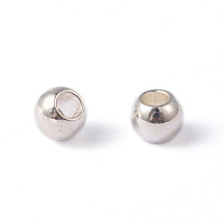 Silver Round 202 Stainless Steel Beads, Silver Color Plated, 3mm, Hole: 1mm