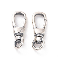 Antique Silver 925 Sterling Silver Swivel Clasps, Antique Silver, 17.5x6.5x4mm, Hole: 2x3.5mm, Inner Diameter: 7x4mm