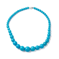 Turquoise Foncé Colliers de perles graduées en turquoise synthétique teint, avec des agrafes de fer, turquoise foncé, 20.28 pouce (51.5 cm)