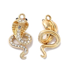 Золотой Подвески из сплава со стразами, прелести змеи кобры, золотые, 29x14x11.5 мм, отверстие : 2 мм
