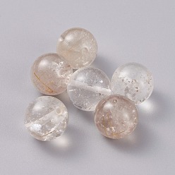 Quartz Rutilated Perles de quartz rutilées naturelles, ronde, 12mm, Trou: 0.8~1.2mm