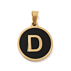 Letter D Colgantes de acero inoxidable al vacío 304, con acrílico, plano y redondo con la letra, dorado, letter.d, 18x16x1.5 mm, agujero: 3x6 mm