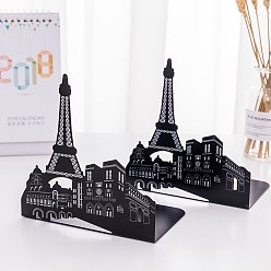 Eiffel Tower 2Pcs Non-Skid Iron Art Bookend Display Stands, Desktop Heavy Duty Metal Book Stopper for Shelves, Eiffel Tower, 160x105x170mm